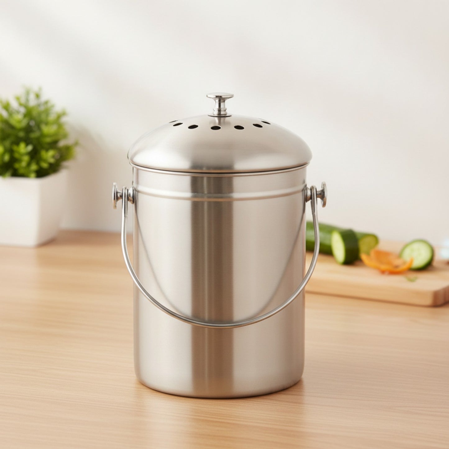 Seau Compost Cuisine Inox - Anti-Odeur & Écologique