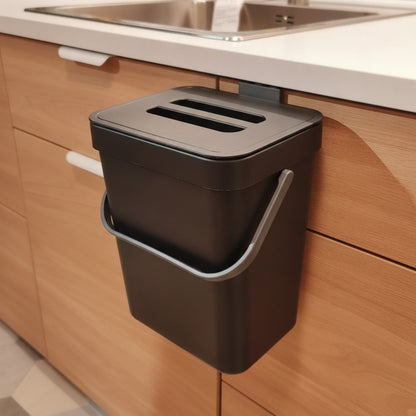 Poubelle de Cuisine Compostable Suspendue avec Couvercle - 3L Noir ou Blanc