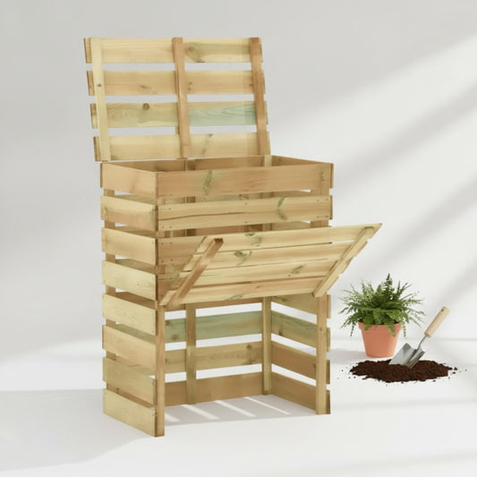 Composteur de jardin en bois de pin traité 80x50x100 cm