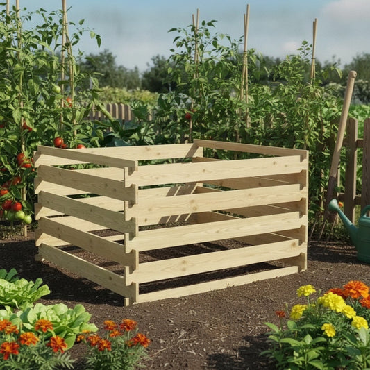 Composteur de Jardin en Pin Massif 120x120x70 cm - Fabrication Française