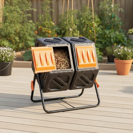 Composteur de Jardin Rotatif 140L Double Chambre - Efficace et Pratique